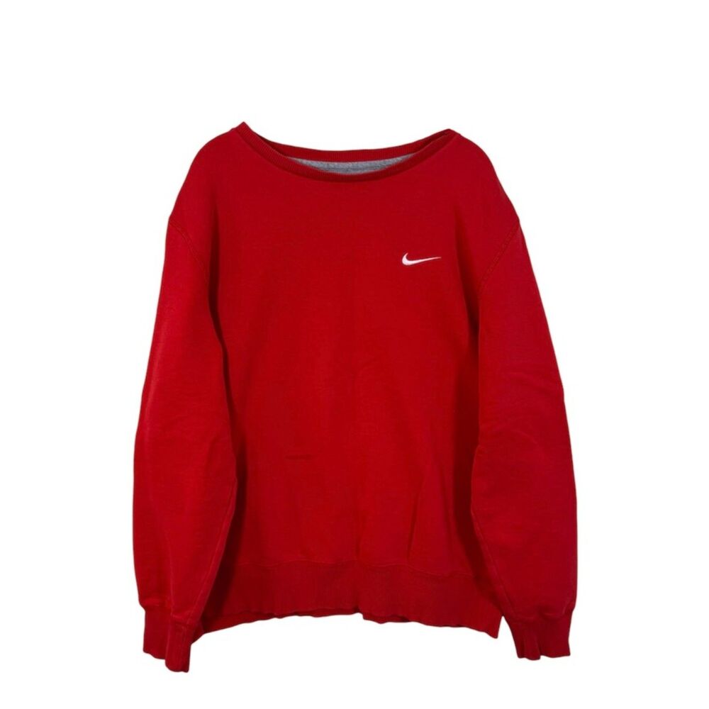 Nike Crewneck Sweatshirt Mens XL Red Embroidered Swoosh STAIN Good